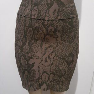 BCBGMaxAzria Brown Snake Print Pencil Skirt